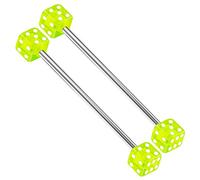 KJM FASHION 2 Stk Chirurgenstahl Scaffold 1,6 mm 14 g 38 mm 1 1/2 5mm Würfel Kugel Ohr Stecker Knorpel Hantel Ohrringe Barbell Piercing Schmuck 2580