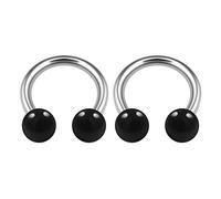 KJM FASHION 2 STK Chirurgenstahl Schwarz Circular Barbell 1,6 mm 14 g 8mm 5/16 Inch 4mm Acryl Kugel Septum Cartilage Tragus Lip Ohrringe Piercing Schmuck 3105