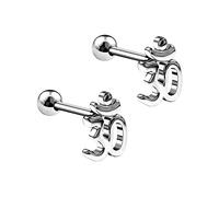 KJM FASHION 2 STK Chirurgischer 316-l-stahl 1,2mm 16g 6mm 1/4 Klassisches Ohm Cartilage Helix Tragus Earrings Ohrstecker 3mm Kugel Ohrringe Piercing Schmuck 5573
