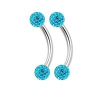 KJM FASHION 2 Stk Chirurgischer 316-l-stahl Banana Barbell 1,2mm 16g 8 mm 5/16 Inch 3mm Aquamarin Ferido Kristall Kugel Lip Rook Daith Schmuck 2127