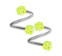 KJM FASHION 2 STK Chirurgischer 316-l-stahl Twister Spirale 1,2mm 16g 8mm 5/16 3mm Würfel Kugel Tragus Helix Cartilage Lip Ohrringe Piercing Schmuck 1764