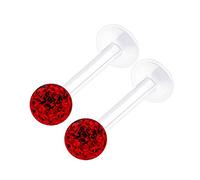 KJM FASHION 2 Stk Durchsichtig Bioflex Lippen 1.2mm 16gauge 8mm 3mm Ferido Kristall Kugel Snake Bite Vertical Labret Ohrringe Tragus Piercing Schmuck 2230