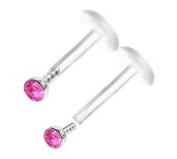 KJM FASHION 2 Stk Durchsichtig Bioflex Push In Lippen 1.2mm 16gauge 8 mm 5/16 Inch 2mm Rose Vertical Labret Madonna Ohrringe Snakebites Piercing Schmuck 0305