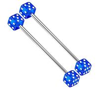 KJM FASHION 2 Stk Edelstahl Industrial 1,6 mm 14 g 38mm 1 1/2 Inch 5mm Würfel Kugel Ohr Stecker Knorpel Hantel Ohrringe Barbell Piercing Schmuck 2585