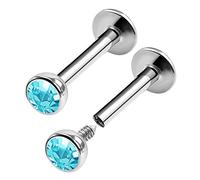 KJM FASHION 2 Stk Edelstahl Monroe Labret 1,2mm 16 Gauge 8mm 5/16 Tragus Monroe Marilyn Monroe Ohrringe Vertical Labret Piercing Schmuck 0284