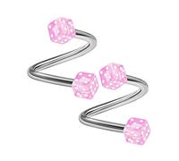 KJM Fashion 2 STK Edelstahl Twist 1,2mm 16 Gauge 8mm 5/16 Inch 3mm Würfel Kugel Helix Cartilage Lip Tragus Ohrringe Piercing Schmuck 1766