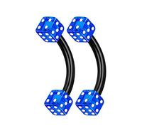 KJM FASHION 2 STK Eloxiert Dunkelblau Banana Barbell 1.2mm 16gauge 8 mm 5/16 Inch 3mm Würfel Kugel Lip Rook Labret Ohrringe Piercing Schmuck 1699