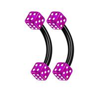 KJM FASHION 2 STK Eloxiert Lila Banane Ohr 1,2mm 16g 8 mm 5/16 3mm Würfel Kugel Rook Labret Daith Tragus Ohrringe Piercing Schmuck 1695