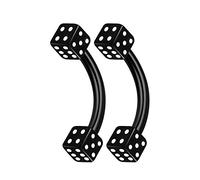 KJM FASHION 2 STK Eloxiert Schwarz Barbell Curved 1,2mm 16 Gauge 8 mm 5/16 3mm Würfel Kugel Tragus Daith Lip Cartilage Ohrringe Piercing Schmuck 1697