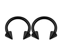 KJM FASHION 2 Stk Eloxiert Schwarz Circular Barbell 1,6mm 14g 8 mm 5/16 Inch 4mm Kegel Cartilage Helix Septum Rook Ohrringe Lip Piercing Schmuck 2911