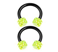 KJM FASHION 2 Stk Eloxiert Schwarz Hufeisen Ohr 1,2 mm 16 g 3mm Acryl Würfel Eyebrow Cartilage Septum Helix Ohrringe Nose Piercing Schmuck 1731