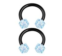 KJM FASHION 2 Stk Eloxiert Schwarz Hufeisen Ohr 1,2 mm 16 g 3mm Acryl Würfel Septum Cartilage Septum Helix Ohrringe Nose Piercing Schmuck 1727