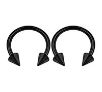 KJM FASHION 2 Stk Eloxiert Schwarz Hufeisen Ohrringe 1,6 mm 14 g 10 mm 3/8 4mm Spitze Nose Daith Lip Eyebrow Ohrringe Tragus Piercing Schmuck 2912