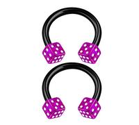KJM FASHION 2 Stk Eloxiert Schwarz Ohrringe Hufeisen 1,2mm 16 Gauge 3mm Acryl Würfel Nose Cartilage Septum Helix Ohrringe Nose Piercing Schmuck 1728