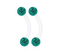 KJM FASHION 2 STK Flexibel Acryl Banane Ohr 1,2 mm 16 g 8 mm 5/16 3mm Blauer Zirkon Ferido Kristall Kugel Lip Tragus Eyebrow Ohrringe Piercing Schmuck 2238
