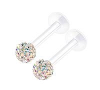 KJM Fashion 2 Stk Flexibel Acryl Monroe Labret 1,2mm 16 Gauge 8mm 3mm Ferido Kristall Kugel Marilyn Monroe Snake Bite Ohrringe Spider Bite Piercing Schmuck 2223