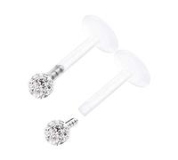 KJM FASHION 2 STK Flexibles Acryl Im Dunkeln leuchten Lippe 1,2 mm 16 g 8 mm 5/16 3mm Ferido Kristall Kugel Madonna Marilyn Monroe Snake Bite Ohrringe 2875