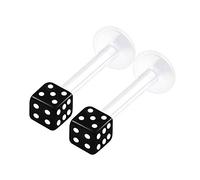 KJM FASHION 2 STK Flexibles Acryl Lippen 1,2mm 16 Gauge 8mm 5/16 3mm Würfel Kugel Cartilage Snake Bite Tragus Ohrringe Piercing Schmuck 1653