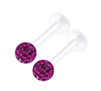 KJM FASHION 2 Stk Flexibles Acryl Monroe Labret 1,2mm 16 Gauge 8mm 3mm Ferido Kristall Kugel Spiderbite Medusa Marilyn Monroe Ohrringe Lip Piercing Schmuck 2228