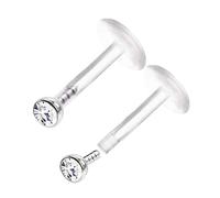 KJM FASHION 2 STK Flexibles Acryl Push In Labret 1,2 mm 16 g 6mm 1/4 2mm Klar Marilyn Monroe Snakebites Lip Ohrringe Madonna Piercing Schmuck 0293