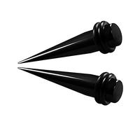 KJM FASHION 2 Stk Schwarz 8mm 0 g Taper O-Ringen Ohr Taper Dernstab Lang Ohrstecker Flesh Plug Ring Expander Stretcher Piercing Schmuck 5284