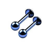 KJM FASHION 2 Stk Titan G23 Dunkelblau Lippen 1,2mm 16g 8mm 5/16 3mm Kugel Monroe Tragus Vertical Labret Cartilage Ohrringe Lip Piercing Schmuck 6699
