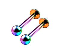 KJM FASHION 2 Stk Titan G23 Regenbogen Lippe 1,2mm 16g 10mm 3/8 3mm Kugel Spider Bite Snake Bite Marilyn Monroe Monroe Ohrringe Tragus Piercing Schmuck 6703
