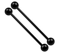 KJM FASHION 2 Stk Titan G23 Schwarz Industrielle 1,6 mm 14g 38mm 1 1/2 5mm Kugel Ohr Stecker Knorpel Hantel Ohrringe Barbell Piercing Schmuck 6743
