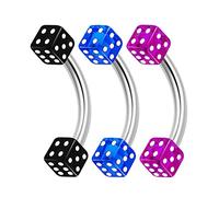 KJM FASHION 3 STK Chirurgischer 316-l-stahl Banana Barbell 1,2mm 16g 8mm 5/16 3mm Acryl Würfel Rook Daith Lip Tragus Ohrringe 1679