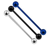 KJM FASHION 3 STK Chirurgischer 316-l-stahl Eloxiert Industrielle 1,6 mm 14g 38mm 1 1/2 5mm Kugel Ohr Stecker Knorpel Hantel Ohrringe Piercing Schmuck 2561