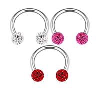 KJM FASHION 3 STK Chirurgischer 316-l-stahl Hufeisen Ohrringe 1,2 mm 16 g 8mm 5/16 3mm Cartilage Lip Daith Ohrringe Piercing Schmuck 3797