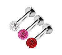 KJM FASHION 3 STK Chirurgischer 316-l-stahl Labret 1,2mm 16g 6mm 1/4 3mm Ferido Kristall Kugel Marilyn Monroe Monroe Snakebites Ohrringe Piercing Schmuck 3773