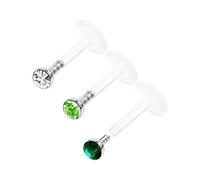 KJM FASHION 3 STK Durchsichtig Bioflex Labret Monroe 1,2 mm 16 g 6mm 1/4 Inch 2mm Kristallkugel Marilyn Monroe Madonna Tragus Ohrringe Piercing Schmuck 3830