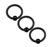 KJM FASHION 3 Stk Eloxiert Schwarz Ball Closure Ring 1,2mm 16 Gauge 8 mm 5/16 Inch 3mm Kugel Tragus Cartilage Septum Nose Ohrringe Piercing Schmuck 0804