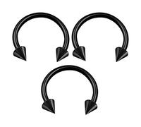 KJM FASHION 3 STK Eloxiert Schwarz Hufeisen Ohrringe 1,2mm 16 Gauge 10 mm 3/8 3mm Spitzen Nose Rook Daith Cartilage Ohrringe Septum Piercing Schmuck 0136