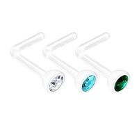 KJM FASHION 3 STK Flexibel Acryl Piercing Nase Ring 0,8 mm 20 Gauge 5mm 2.5mm Kristallkugel Ohrringe Piercing Schmuck 1926