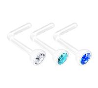 KJM FASHION 3 STK Flexibles Acryl Nostril Piercing 0.8 mm 20g 5mm 2.5mm Kristallkugel Ohrringe Piercing Schmuck 1928