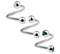 KJM FASHION 3 STK Metall Spirale Ohr 1.6mm 14 Gauge 8mm 5/16 4mm Kugeln Helix Lip Cartilage Tragus Ohrringe Piercing Schmuck 3298