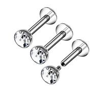 KJM FASHION 3 Stk Stahl Innengewinde Labret Monroe 1,2mm 16g 6mm 1/4 4mm Klar Kristallkugel Marilyn Monroe Ohrringe Piercing Schmuck 8555