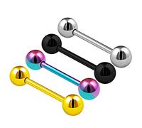 KJM FASHION 4 STK Eloxiert Chirurgenstahl Tongue 1,6 mm 14g 16mm 5/8 6mm Kugel Nippel Brustwarzen Tongue Zunge Ohrringe Piercing Schmuck 2529