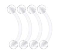 KJM FASHION 4 Stk Flexibel Acryl Retainer Halter Bananenstecker 1,2mm 16 Gauge 10 mm 3/8 Tragus Nose Helix Daith Ohrringe Eyebrow Piercing Schmuck 2483