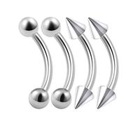 KJM FASHION 4 Stk Stahl Barbell Curved 1,2mm 16 Gauge 8mm 5/16 Inch Lip Cartilage Tragus Ohrringe Cartilage Piercing Schmuck 0375