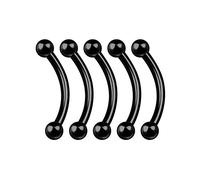 KJM FASHION 5 Stk Schwarz Eloxiert Curved Barbell 1,6 mm 14 g 12 mm 1/2 Inch Eloxiert Kugel Helix Eyebrow Daith Cartilage Ohrringe Tragus Piercing Schmuck 4917
