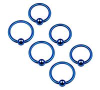 KJM FASHION 6 STK Dunkelblau Eloxiert Klemmkugel 1.2 mm 16gauge 8mm 5/16 10mm 3/8 3mm Cartilage Nose Septum Tragus Ohrringe Daith Piercing Schmuck 4723