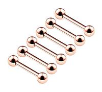 KJM FASHION 6 Stk Rosa Eloxiert Barbell Stecker 1.2mm 16gauge 12 mm 1/2 3mm Kugel Tragus Helix Rook Eyebrow Ohrringe Daith Piercing Schmuck 6350