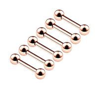 KJM FASHION 6 Stk Rosa Eloxiert Ohrstecker Hantel 1.2mm 16gauge 10 mm 3/8 3mm Kugel Tragus Helix Rook Eyebrow Ohrringe Daith Piercing Schmuck 6344