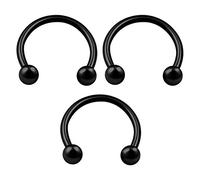 KJM FASHION Hufeisen-Ohrringe, eloxiert, 1,2 mm, 16 g, 3 Stück