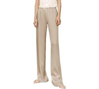 Kkaebi Damen-Satin-Seide-Hose - Weites Bein Kleid-Hose Elastische Hohe Taille Flowy Lange Hose Lounge-Hosen Mit Taschen, champagnerfarben, XL
