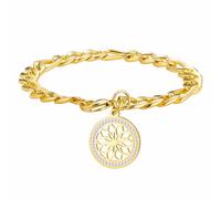 kkjoy Kristalle Blume des Lebens Armband Edelstahl Heilige Geometrie Ewige Blumen Anhänger Samen des Lebens Schmuck für Männer Frauen(Gold)