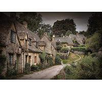 KKKKX Stickset Stickbilder Kreuzstich Vorgedruckt Altes Stadthaus auf England Road 40x50cm DIY Kunst Kreuzstich Kit Stickerei, geeignet für Anfänger für die Heimdekoration (14CT vorgedruckte Leinwand）